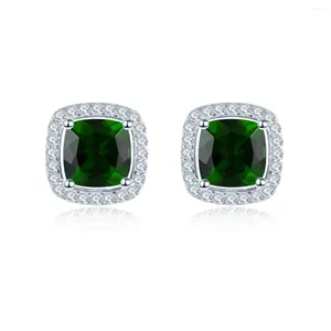 Brincos de garanhão bonito verde para mulheres menina sólida s925 prata esterlina pedra preciosa natural cromo diopside