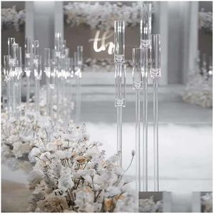 Dekoracja imprezy Centrum mody Candelabra Clear Candle Holder Acryl Candlesticks for Events Materiały 10 szt. Dostawa dostawa dom DHP1L