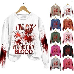 Damen-Kapuzenpullover „I'M Ok It'S Not My Blood“, bedruckt, lässig, langärmelig, Sweatshirt, weiches Hemd, Winteroberteil