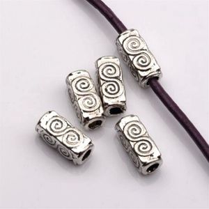 100Pcs Antique silver Alloy Swirl Rectangle Tube Spacers Beads 4 5mmx10 5mmx4 5mm For Jewelry Making Bracelet Necklace DIY Accesso244B