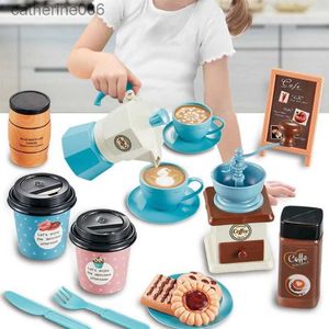 Kitchens Play Food Kids Coffee Machine Toy Set Kitchen Toys Simulation Food Toaster Bread Coffee Cake Pretend Play Game Gift Toys For ChildrenL231026