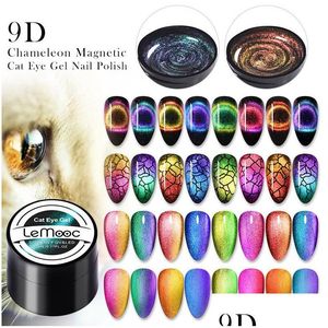 Nagelgel Schönheit Lemooc 9D Katzenauge Laser glänzende Farbe UV-Polnisch Soak Off LED Magnet Kunst Lack Lack Drop Lieferung Gesundheitssalon Dhkmz