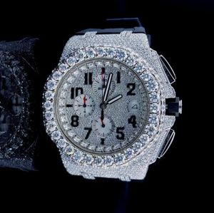 11 Styles Moissanite Diamond Watch Iced Out Watches Pass Diamonds Test White Gold Silver Case Dial Top Quality ETA Automatisk kronograf Mens armbandsur