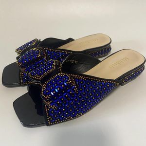 Sandals Fashion Trendy African Women's Lady Shoes Soft Lower Heels Rhinestones For Women 37-42