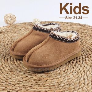 Stivali per bambini firmati Pantofole Tasman Tazz stivaletti per bambini piccoli semi di senape mini stivaletti da neve ragazzi ragazze australie soffici scarpe in sherpa di pelle di pecora per bambini castagna