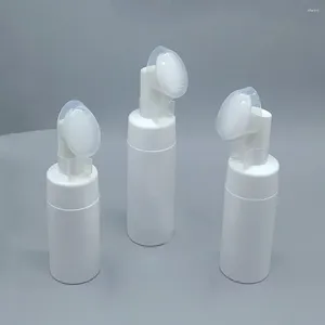 Lagringsflaskor 2023 Ansiktsrengöringflaska med skummande pump kiselborste massagehuvud för ansiktsskumhudvård