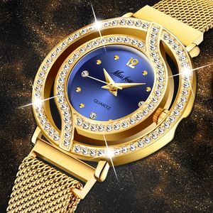 Armbanduhren MISSFOX Magnetische Uhr Frauen Luxus Marke Wasserdichte Diamant Frauen Uhren Hohl Blau Quarz Elegante Gold Damen Armbanduhr 231025