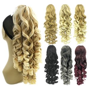 Synthetic s Soowee 60cm Long Black Blonde Curly Clip In Hair Pieces Tail High Temperature Fiber Claw tail 231025