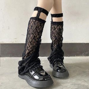 Women Socks Kawaii Knee High Boots Shoes Cuffs Covers Y2K Lace Sheer Suspender Summer Thin Sunscreen Harajuku Boot Cover