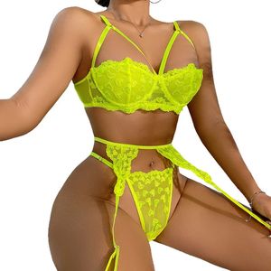 Set sexy reggiseno Set slip erotici Giarrettiere per donna G-String Patchwork Vedi attraverso Lingerie Biancheria intima sexy per mutandine da donna 231026