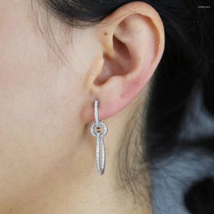 Dangle Earrings Designer Three Circles Long Hoop Iced Out Paved 5A Cubic Zircon Fashion Hip Hop Women Lady Festival Gift Jewelry