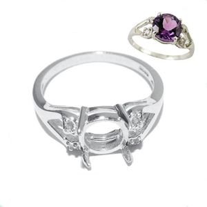 Anéis de cluster Beadsnice Sterling Silver 925 Jóias Finas Acessórios Redondos DIY Semi Mount Gem Ring Setting Diamond Wedding2930