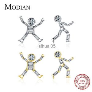 Stud MODIAN Novo Design Dançando Pessoas Ear Studs 925 Sterling Silver Dazzling Party Clear CZ Brincos de Moda para Mulheres Jóias YQ231026