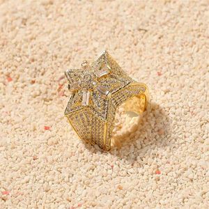 14K GOLD CZ Super Star Shape Solitaire Cluster RINGS Cubic Zirconia Micro Pave Miamonds RING RING WITH GIFT BOX217E