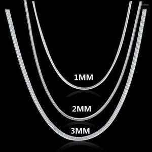 ペンダントネックレスチャーム1mm 2mm 3mmソリッドヘビチェーン925男性向けの銀のネックレス