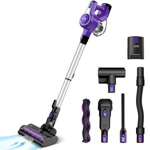 INSE Cordless Vacuum Cleaner, 10-in-1 28Kpa Powerful Cordless Stick Vacuum with Pet Hair Tool, Rechargeable Vacuum Cleaner 45min Runtime Lightweight Vacuum-S6T Purple