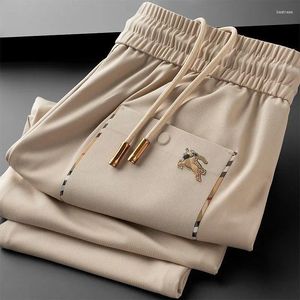 Calças masculinas primavera outono luxo bordado casual jogging sweatpants moda calças soltas de alta qualidade negócios streetwear