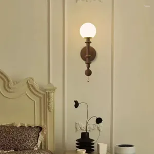 Wall Lamp Vintage White Glass Bedroom Parlor Aisle Stairs Lighting Fixtures E14 Bulb Black Metal Drop 110-240V