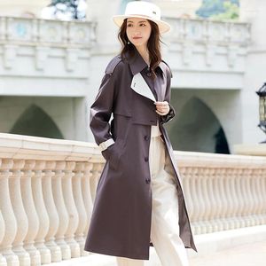 Damen Trenchcoats Japan Korea Mantel Einreiher Gürtel Damen Cape Frühling Herbst Jacke Grau Blau