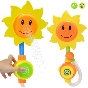 Baby Bath Toys Baby Shower Faucet Squirting Sprinkler Sunflower Toys Strong Suction children's Bathroom Water Game Play Manual Pressure Spray 231026