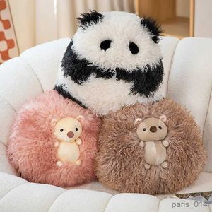 Fyllda plyschdjur Vackra Long Fluffy Round Fat Panda Plushies Toy Cartoon Stuffed Animals Soft Doll for Kids Room Decor R231026