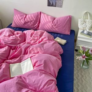 Zestawy pościeli Pink Series Ins Cull Cover Zestaw poduszki Połączka Arkusz łóżka Ciągła Kolor Pokrywa kołdra chłopiec Kid Teen Girl Linens Set Król Królowa 231025