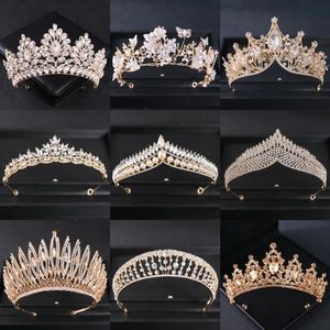 Headbands Gold Color Luxury Crystal Wedding Tiaras And Crowns Party Prom Bridal Diadem Crown Tiara For Women Bride Hair Jewelry 231025