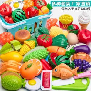 Cozinhas brincar comida diy plástico cozinha jogar casa conjunto de brinquedos cortar frutas e vegetais simulação de alimentos brinquedo educação precoce brinquedo educativo presente da menina newl231026