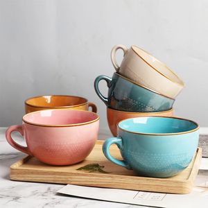 Mugs 1pcs Highcapacity Ceramic Breakfast Bowl Office Water Pottery Cup Porcelain Coffee Mug Afternoon Tea Cups Milk Bowls Wholesale 231026