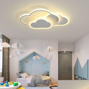 Deckenleuchten Moderne LED-Deckenleuchte Kreative weiße Wolke Schlafzimmerbeleuchtung Cartoon Kinderzimmer Kind Lesestudie Rosa Dekoration Dr Dhfis