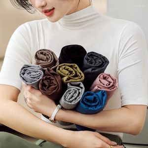 Damen-T-Shirts, T-Shirts, überlegene Qualität, Frühling/Sommer, Rollkragen, Baumwolle, Seide, einfarbig, kurzärmelig, Damen-Tops, Drop YWEFH999