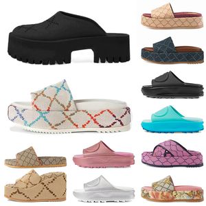 Klassiska sandaler Famous Designer Women Mens tofflor Summer Slide Flip Flops Platt tjock botten Embroidered Printed Jelly Rubber Leather