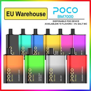 POCO BM7000 EU Warehouse 850mah Type-C Charger E Liquid 17ml 1,2Ω Mesh Coil 7000 Puffs 10 smaker Nikotin 50 mg Crazvapes