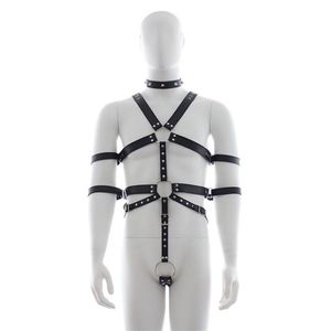 Bras Sets Mens Full Body Cockstraps Harness Belts Male Gothic Leather Lingerie BDSM Chest Strap For Fetish Men Rave Party Clubwear296l