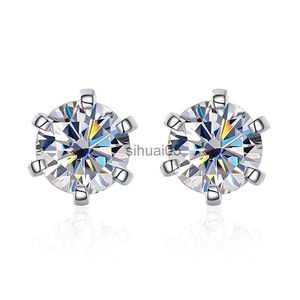 Stud 2CT Moissanite örhängen för kvinnor Bröllop Fina smycken med GRA S925 Sterling Sliver Plated 18K White Gold Earring YQ231026