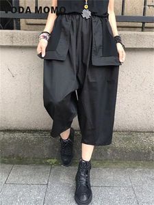 Women's Pants Nine-point Harajuku Casual Cargo Solid Baggy Straight Trouser Wide Leg Pockets Joggers Trousers Y2K Women Streetwear