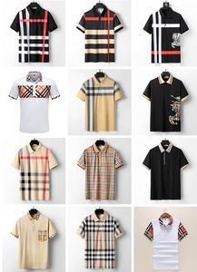 Senior Designer Men's Business Casual T-shirt Polo High Fashion Trend Checkered striped lapel Polo clothing M-3XL