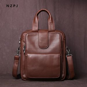 Портфели Кожаная мужская сумка Верхний слой из воловьей кожи Вертикальный портфель Мужская сумка через плечо в стиле ретро 12-дюймовая сумка для iPad NZPJ 231026