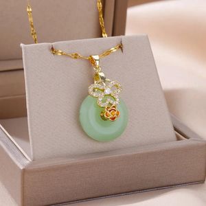 Anhänger Halsketten Cyan Zirkon Schmetterling Sicherheitsschnalle Für Frauen Edelstahl Gold Farbe Ästhetisches Halsband Schmuck Zubehör Geschenk