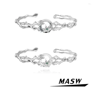 Браслет MASW, оригинальный дизайн, роскошные ювелирные изделия в китайском стиле, высокое качество, стеклянный браслет с цветком, браслет-манжета для женщин, подарок на вечеринку для девочек