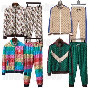 Europe Paris Designer Mens Womens Tracksuits Luxury Sport Suit Zipper Cardigan Patchwork Color Pants Green Striped Sportsuit Cloth204R
