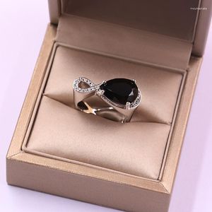Wedding Rings Women Ladies Unique Geometric Elegant 8 Shape Black Cubic Zirconia Stone Ring 2023 Fashion Engagement For Female