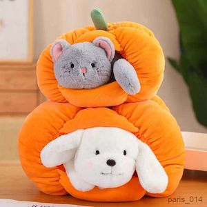 Stuffed Plush Animals Cat Plush Toy Stuffed Soft Dog Doll Comfortable Sleeping House Pumpkin Shape Pet Decoration Children Gift R231026