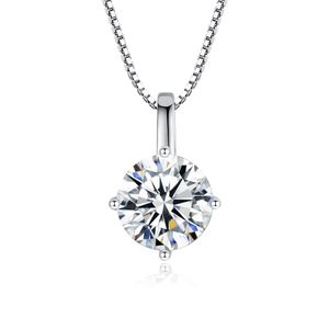 Moissanite Pendant Necklace S925 Sterling Silver Four Claw Diamond Box Chain Halsband Europa Charm Women Collar Chain Syckel Bröllopsfest Alla hjärtans dag gåva SPC