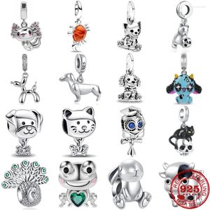 Loose Gemstones 925 Sterling Silver Crab Puppy Eagle Peacock Frog Charm Bead Fit Original Bracelet DIY Jewelry For Women