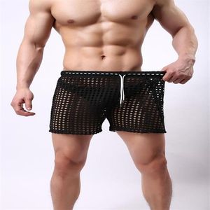 Men's Sleepwear 1PCS Sexy Mesh Shorts Men Transparent Gay Penis Sheer See Through Brand Sleep Bottoms Leisure Home Wear307Y