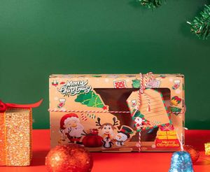 12 шт., рождественские коробки с прозрачным окном, упаковка для печенья, десерта, футляр для хранения конфет, новогодний фестиваль, подарочная упаковка Box5091107