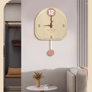 壁時計木製アート3Dキッチンクロックかわいい振り子サイレントウォッチデジタルモダンなクォーツメカニズムレロイデドレイドホームデコレーション