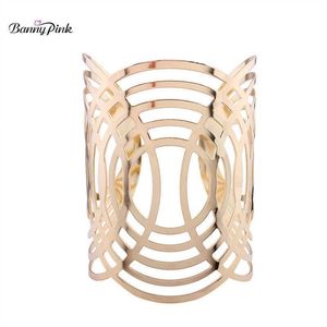 Banny rosa chunky liga oco geo canal configuração pulseira para mulheres grande pulseira de metal moda mão jóias pulsears q0719172z