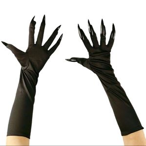 Halloween Gloves Long Claw Dress Up Gloves Black Long Nails Black Cosplay Gothic Witch Scary Festival Funny Costume Gloves